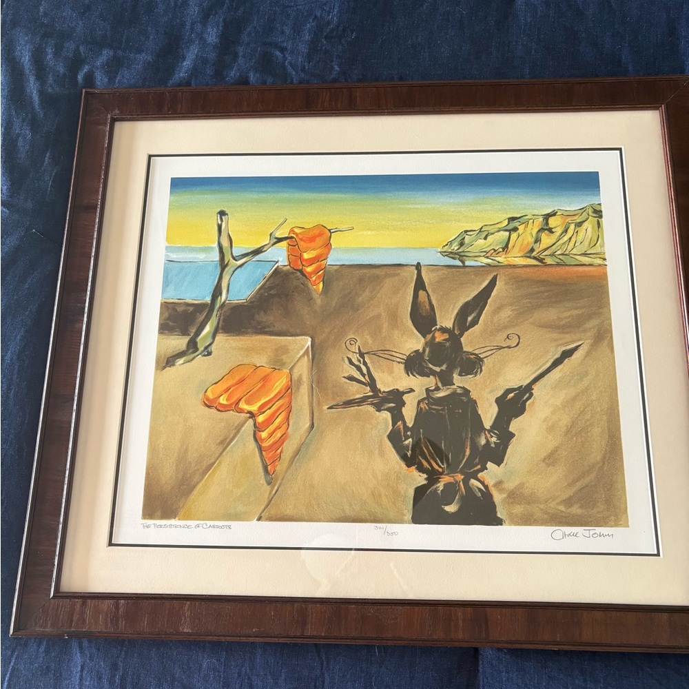 The Persistence of Carrots Signed Art Piece Framed